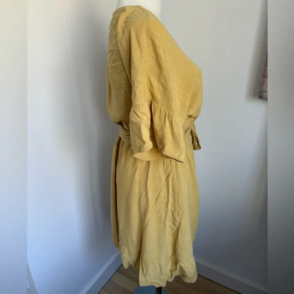Mustard Yellow Wrap Dress - Picture 4 of 6